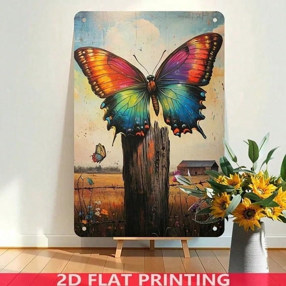 HELLOYOUNG Rainbow Bird Wind Chime 8x12 Inch Rustic Metal Tin Wall Art Decoration with Unique Hanging Design for Living Room Bedroom Office Home Decor Festival Gift