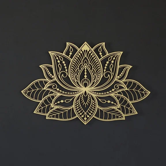 HELLOYOUNG Ramadan Radiant Mandala Metal Wall Decor Mubarak Lotus Bloom Iwa Motif Bohemian Zen Patio Trimming for Home Peaceful Room Decor Wall Embellishment Gift