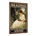 thumbnail image 1 of HELLOYOUNG Reading Books Funny Quotes Vintage Metal Tin Sign - "Reading Because Murder Is Wrong" - Wall Art for Home Reading Room Library, 1 of 6