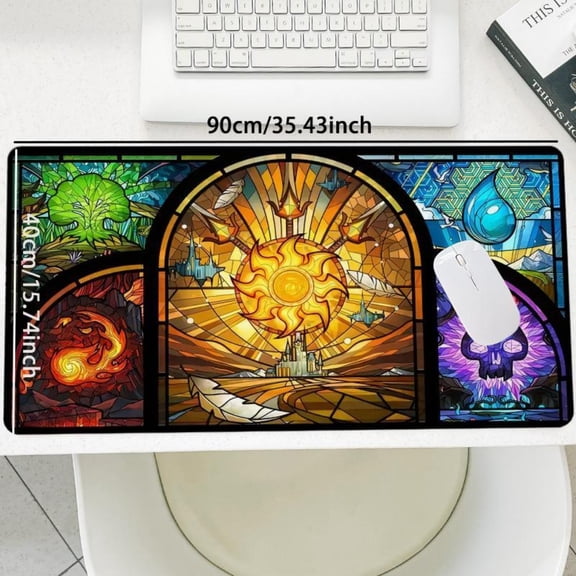 HELLOYOUNG Rectangular Gaming Mouse Pad Non-Slip Rubber Base Stitched Edge Desk Mat Large Office Computer Accessories for Home Game Room