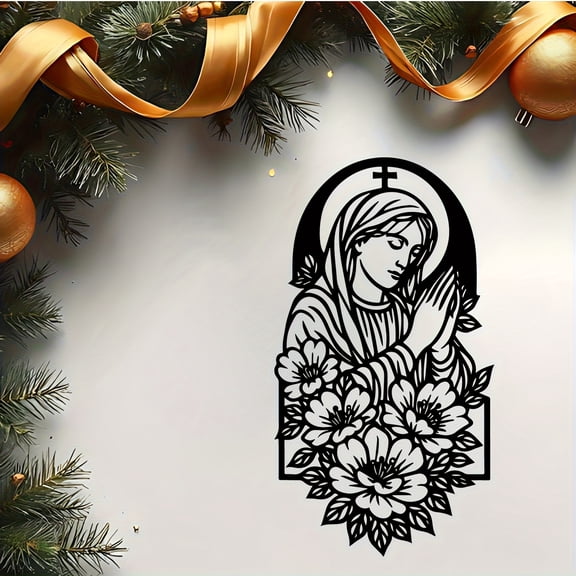 HELLOYOUNG Religious Virgin Mary Metal Wall Art Statue Rust-Resistant Iron Virgin Mary Sculpture Classic / Icon for Church Garden Fence - Suitable for Christmas, Easter Spiritual Home Decor Gift