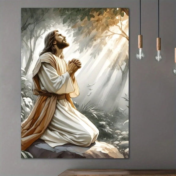 HELLOYOUNG Religious Wall Art A Man's Devotion Poster Christian Home Decor for Religious Individuals Art Lovers Housewarming Gift
