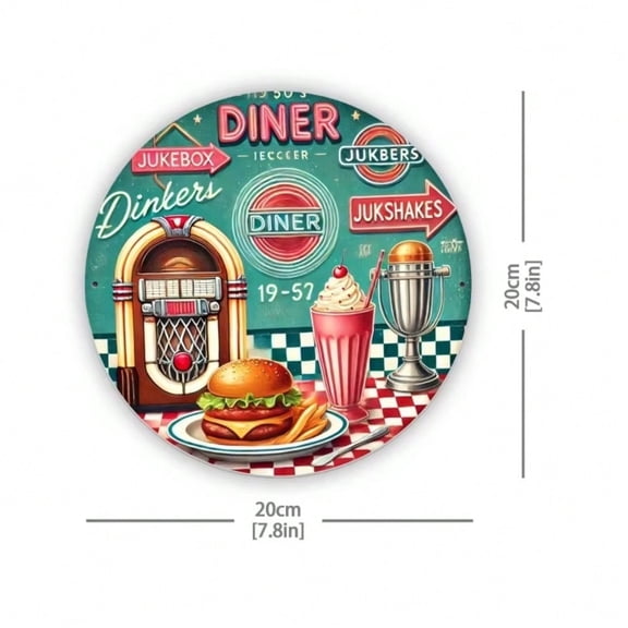 HELLOYOUNG Retro 1950s Diner Metal Sign, Classic Wall Art for Home Dining Spaces, Kitchen Living Room Bar Decor, Rustproof Hanging Tin Poster