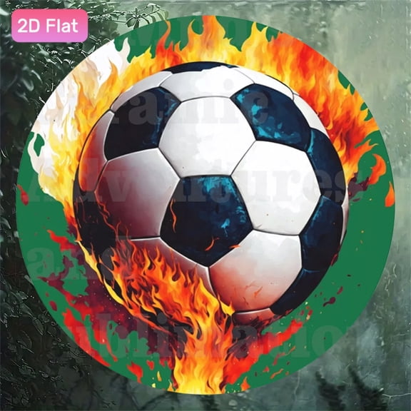 HELLOYOUNG Retro Aluminum Flaming Soccer Tin Sign, 7.87x7.87 Inch Fireproof Wall Art Decor for Garden, Bar, Kitchen Indoor Outdoor