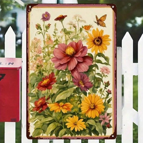 HELLOYOUNG Retro Antique Iron Wall Decor, 12x8 Inch Floral Rama Rama Metal Art Sign, Unframed Washable Transfer Design, Trending TikTok Home Gift