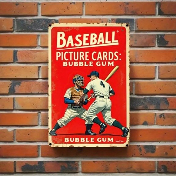 HELLOYOUNG Retro Baseball Metal Tin Sign 8x12 Inch Vintage Mid-Game Wall Art for Man Cave Unframed Decor