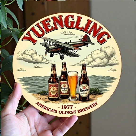 HELLOYOUNG Retro Beer Tin Sign 8x8 Inch Vintage Aluminum Wall Decor Oldest Brewery Man Cave Bar Art