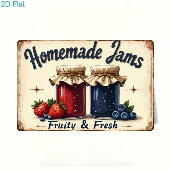 HELLOYOUNG Retro Berry Metal Sign Wall Decor, 2D Flat Unframed Iron Artwork, Weatherproof Rustproof UV Resistant Durable for Kitchen Home Garden Indoor Outdoor