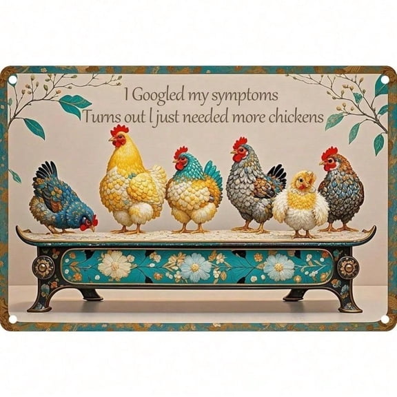 HELLOYOUNG Retro Chicken Sign 8x12 Inch Vintage Kitchen Decor Wall Poster, Rustic Metal Farmhouse Style Cute Home Art, TikTok Viral Unique Gift Plaques & Signs