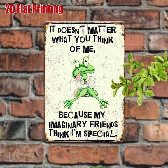 HELLOYOUNG Retro Copper Frog Metal Wall Art, Funny Quote Sign For Home Office Bathroom Decor, Vintage 2D Flat Design 11.8x7.9 In, Indoor Outdoor Durable Gift For Friends Plaques & Signs