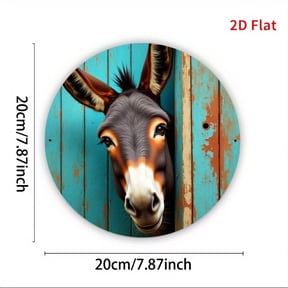 HELLOYOUNG Retro Donkey Metal Wall Art, Farmhouse Decor, 2D Flat Rustic Wall Art with Expressive Eyes, Easy Mounting Hardware, Turquoise Blue Animal Decor for Living Room, Bedroom