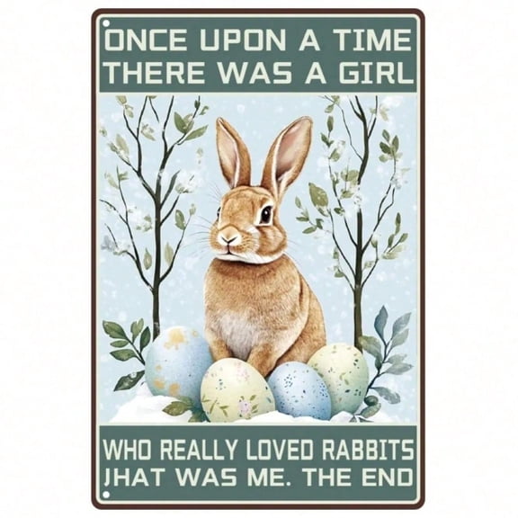 HELLOYOUNG Retro Easter Tin Sign Bunny Rabbit Wall Decor - Vintage Eggs Farm Iron Art for Home Kitchen Pub - Easter Gift