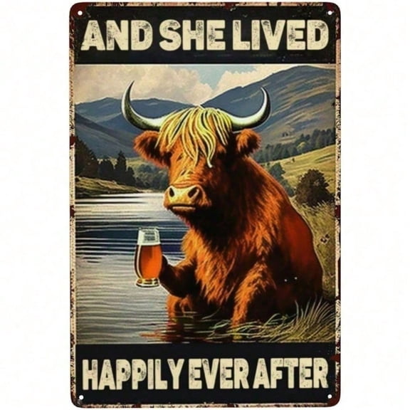 HELLOYOUNG Retro Funny Cow Metal Sign 8x12 Inch Vintage Farmhouse Tin Wall Decor for Ranch Bar Cafe, Rustic Hanging Wall Art
