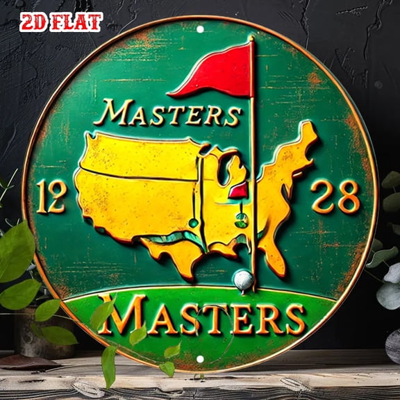 HELLOYOUNG Retro Golf Tin Sign Round Metal Wall Art Decorative Plaque for Garage Man Cave Bar Home Decor