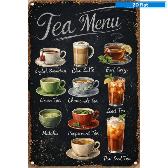HELLOYOUNG Retro Iron Chalkboard Menu Board, Thickened Metal Vintage Wall Decor for Kitchen Cafe, 2D Flat Design Art Gift