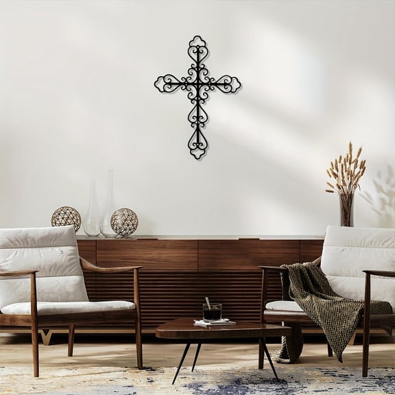 HELLOYOUNG Retro Iron Cross Wall Art Vintage Metal Decor for Living Room Bedroom, Indoor Outdoor Home Gift Accessories for Home Decor