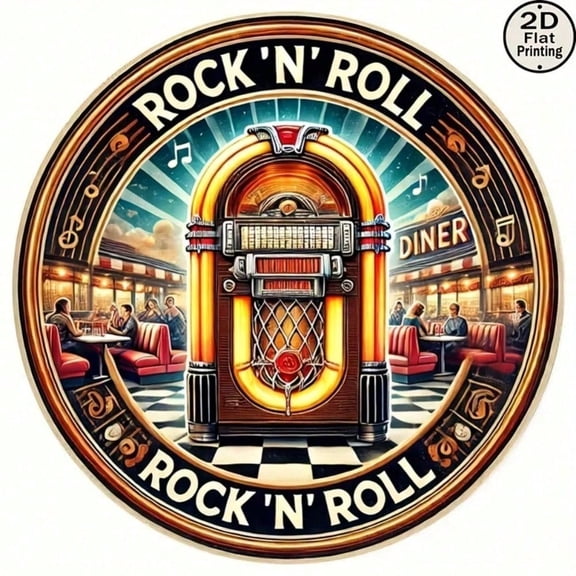 HELLOYOUNG Retro Jukebox Tin Sign Vintage Metal Wall Decor 8x8 Inch Rock Music Art Home Decor for Bar Vinyl Records Pub Garage Man Cave