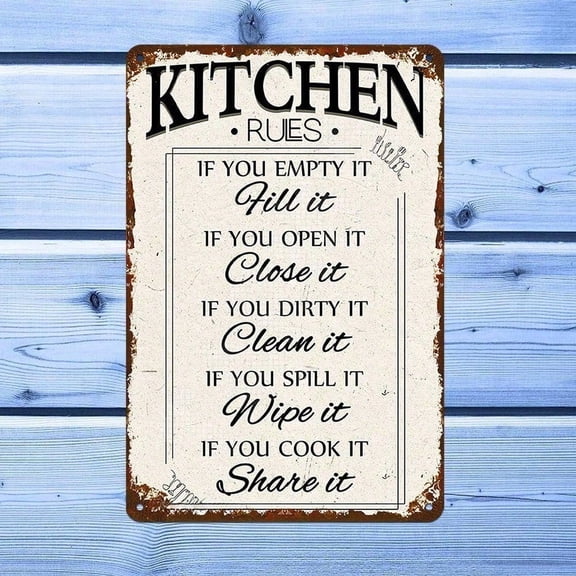HELLOYOUNG Retro Kitchen Rules Metal Sign 8x12 Inch Funny Sarcastic Cooking Guide Wall Art Decor for Home