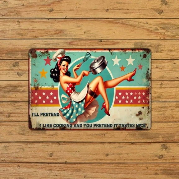 HELLOYOUNG Retro Kitchen Rules Tin Sign - Funny Cooking Quote Wall Art, Housewarming Gift for Kitchen Enthusiasts, Set of 1