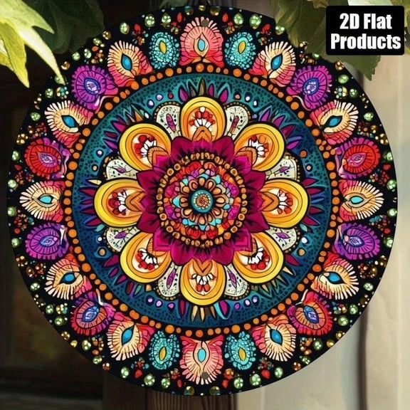 HELLOYOUNG Retro Laser Cut 2D Metal Wall Art 8x8 Inch Flower Decor for Living Room Office Home