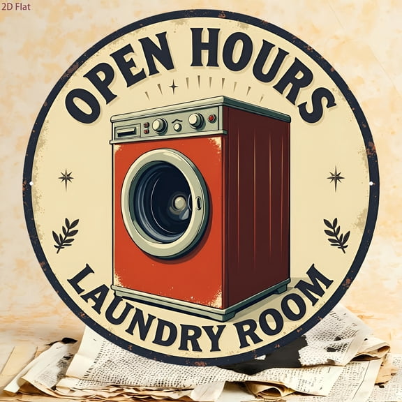 HELLOYOUNG Retro Laundry Room Metal Sign, Vintage Washing Machine Aluminum Wall Art, 2D Flat Home Decor for Kitchen Bar