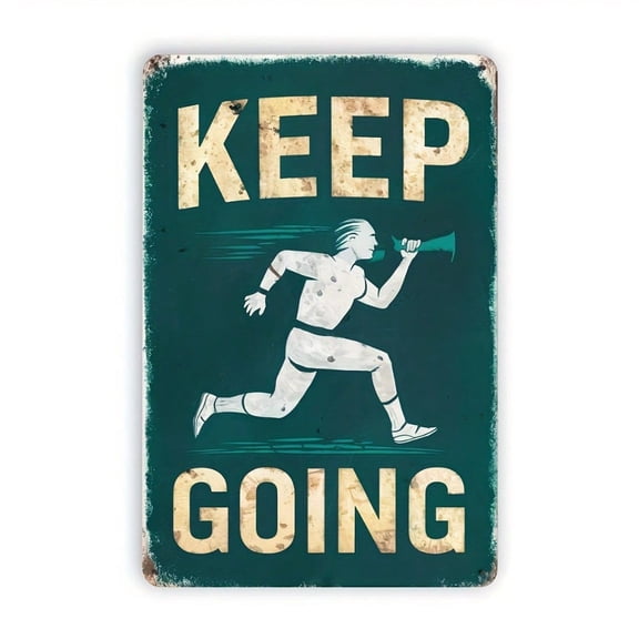 HELLOYOUNG Retro Marathon Spirit Vintage Metal Tin Sign 8x12 Inch Inspirational Athletic Wall Decor Motivational Runner Gift for Home Gym Office