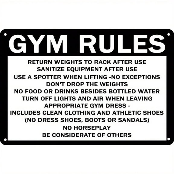 HELLOYOUNG Retro Metal Gym Rules Sign 12x8 Inch Vintage Wall Art Fitness Gangster, Weightlifting Guide & Motivational Quotes, Durable Steel Tin Poster for Gym Room Decor Man Cave Home Office