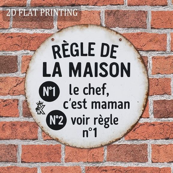 HELLOYOUNG Retro Metal Mom Is The Boss Sign 8x8 Inch Aluminum Plaque, Funny Home Rules Kitchen Wall Decor for Mother's Day, Outdoor Welcome Sign