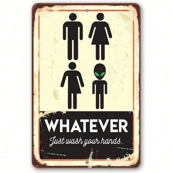 HELLOYOUNG Retro Metal Sign Whatever Just Wash Your Hands Rustproof Wall Decor 8x12 Inch for Bathroom Bar Garage Man Cave