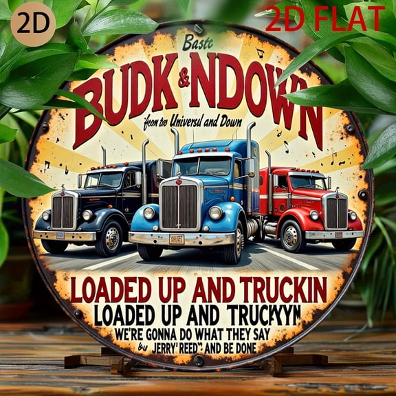 HELLOYOUNG Retro Metal Truck Wall Decor Vintage Americana Classic Semi Truck Art Durable Metal Tin Sign with Hanging Hook for Man Cave Garage Living Room