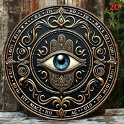 HELLOYOUNG Retro Metal Wall Art Hamsa Hand Evil Eye Decor, Feng Shui Protection Sign for Home, Aluminum Wall Decor for Living Room Bedroom