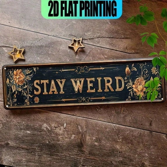 HELLOYOUNG Retro Metal Wall Decor Sign Keep Weird - 16x4 Inch Vintage Tin Plaque for Living Room, Bedroom, Office, Cafe & Bar