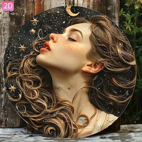 HELLOYOUNG Retro Moon Stars Tin Sign Vintage Metal Wall Art, 20x20cm Rustproof Poster for Garage Bar Cafe Decor