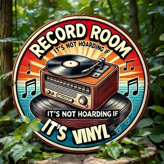 HELLOYOUNG Retro Music Vinyl Record Metal Wall Art, 7.8-Inch Round Aluminum Tin Sign for Home Bar Garage Decor, Aesthetic Gift for Fans