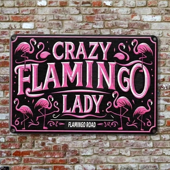 HELLOYOUNG Retro Pink Flamingo Wall Art Decor 8x12 Inch Fade-Resistant Metal Sign for Home Kitchen Bar Caf