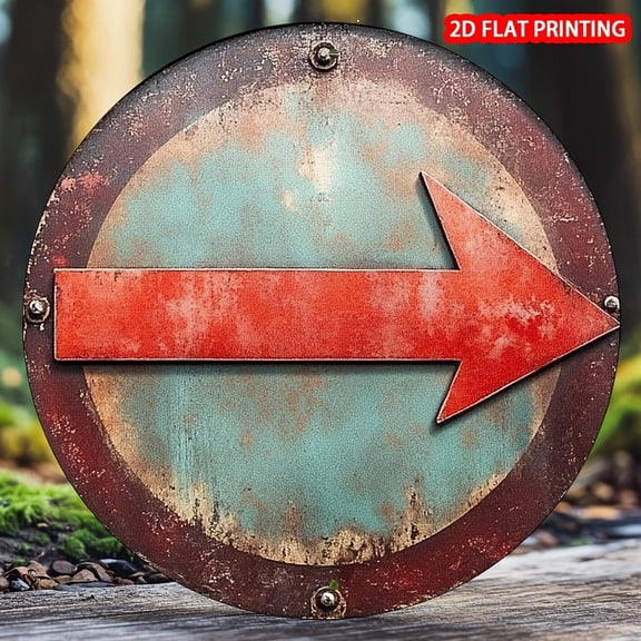 HELLOYOUNG Retro Red Arrow Metal Sign Vintage Aluminum Wall Art Easy Mount Indoor Outdoor Home Garden Kitchen Office Decor