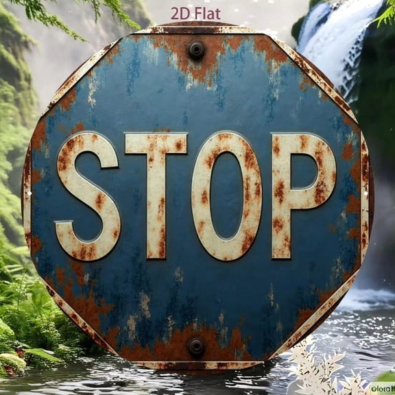 HELLOYOUNG Retro STOP Sign Metal Wall Art 8x8 Inch Round 2D Aluminum Tin Sign for Garage Bar Cafe Decoration Funny Housewarming Birthday Gift
