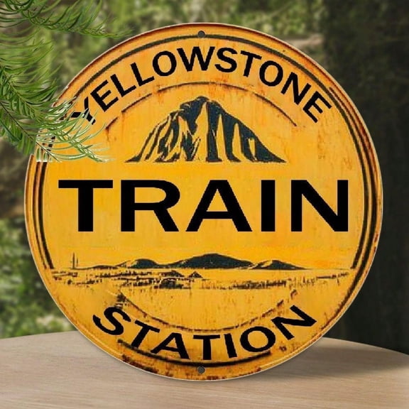 HELLOYOUNG Retro Tin Sign Vintage Train Station Aluminum Wall Art, Rusty Metal Decor 8x12 Inch for Cafe Bar Man Cave