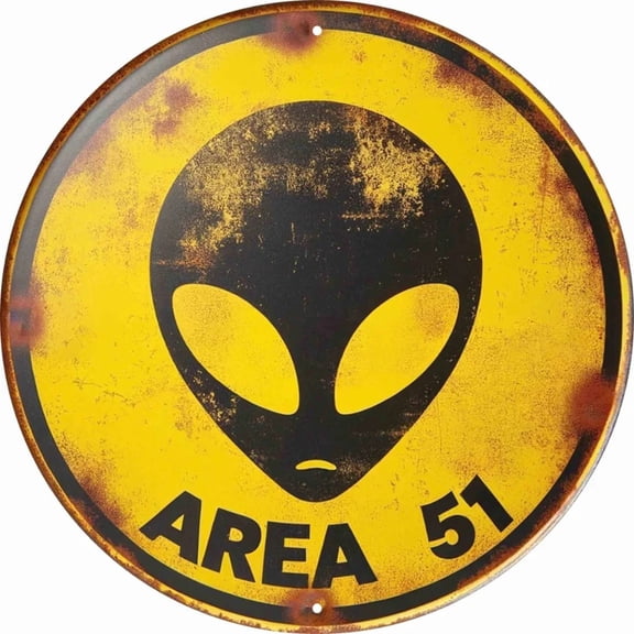 HELLOYOUNG Retro UFO Alien Metal Sign Set Area 51, Vintage Sci-Fi Wall Art Decor for Home Office Bar Club Man Cave Collection