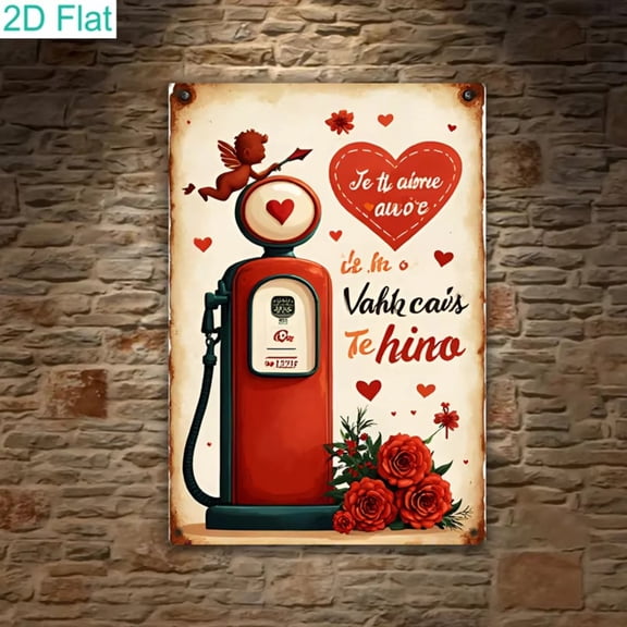 HELLOYOUNG Retro Valentine Metal Sign Wall Art, Vintage Cupid Heart Rose Home Decor, Rustic Tin Sign for Bar Cafe, Romantic Wedding Gift