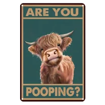 HELLOYOUNG Retro Vintage "Are You Pooping" Tin Sign - Funny Black Cat Bathroom Restroom Wall Decor, Cat Lover Gift