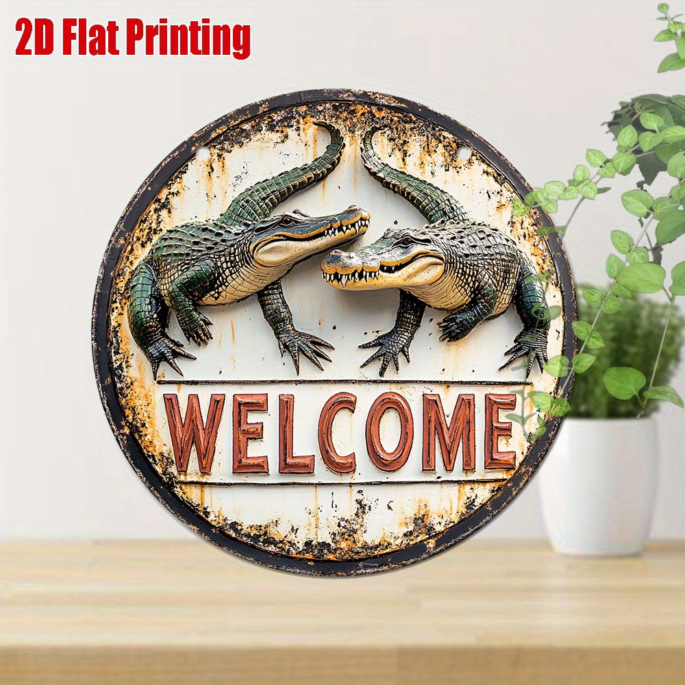 HELLOYOUNG Retro Vintage Tin Sign 8x8 Inch, Alligator Metal Wall Art ...