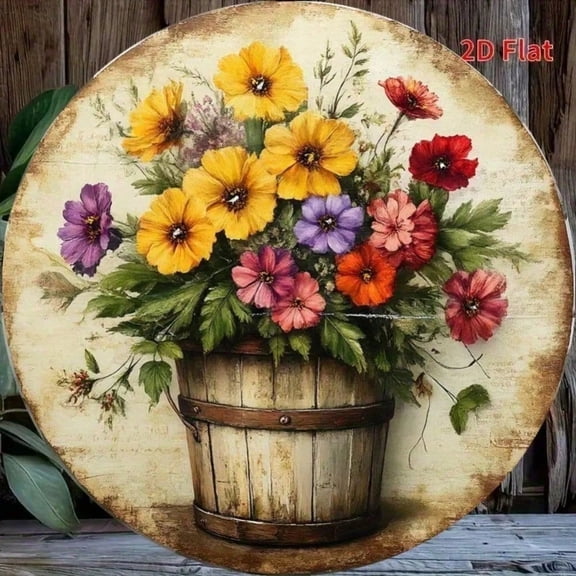 HELLOYOUNG Retro Vintage Tin Sign 8x8 Inch Rustic Metal Wall Art, Weather-Resistant Floral Plaque for Home Kitchen Cafe Decor