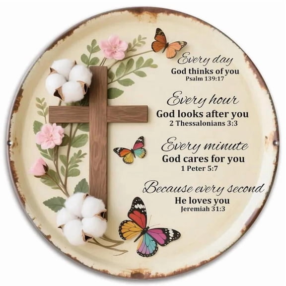 HELLOYOUNG Retro Waterproof Aluminum Wall Art 8 Inch Durable Metal Sign for Home Church Office Decor Inspirational Faith Scripture Cross