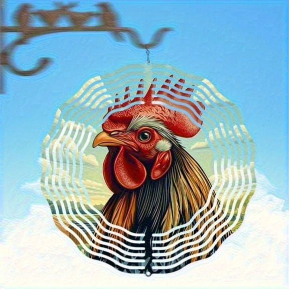 HELLOYOUNG Rooster Metal Wind Chime Outdoor Farmhouse Garden Decor, for Patio Balcony, No Electricity Needed