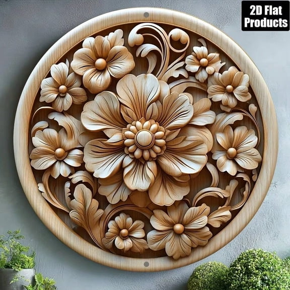 HELLOYOUNG Round 2D Faux Carved Circular Aluminum Wall Sign 8x8 Inch Metal Decor For Bar Kitchen Cafe Home Office, Ideal Holiday Gift Aluminum Painted Decorative Board Sign