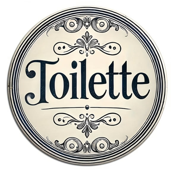 HELLOYOUNG Round Bathroom Sign, Vintage 2D Wall Decor Metal Plaque, Home Restaurant Room Decor, Christmas Housewarming Gift, Rustic Tin Art