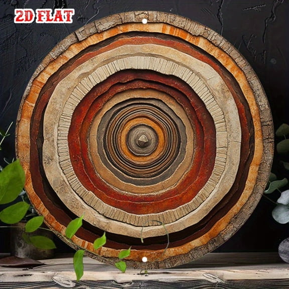 HELLOYOUNG Round Wall Art Decor, Modern Aluminum Print, Coastal Creative Art for Living Room Bedroom, Rustic Metal Wall Decor