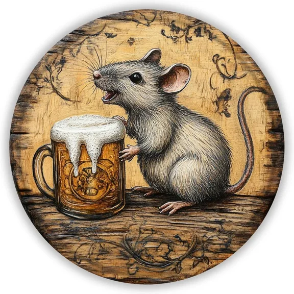 HELLOYOUNG Round tin sign "Pivot rat", bar style, rustic-retro, 20cm