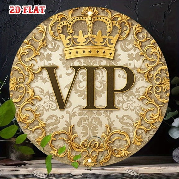 HELLOYOUNG Royal Crown Metal Wall Decor 2D Round Sign for Home Cafe Garage 7.8 Inch Rustproof Art